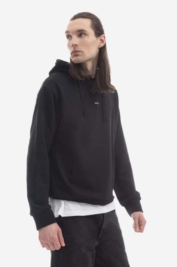 Bavlnená mikina A.P.C. Hoodie Larry pánska, čierna farba, s kapucňou, jednofarebná COEIP-H27622 BLACK