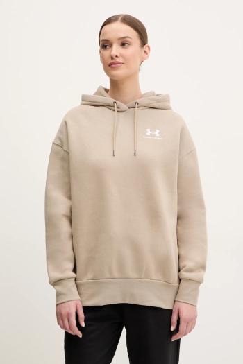 Mikina Under Armour dámska, béžová farba, s kapucňou, jednofarebná