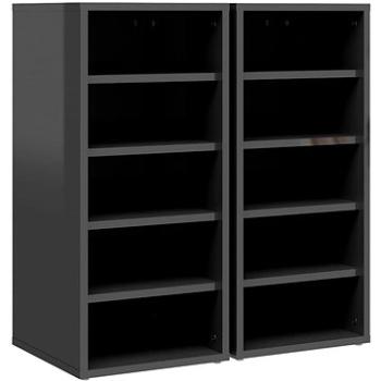 Skrinka na topánky 2 ks sivá s vysokým leskom 31,5 × 35 × 70 cm drevotrieska, 808998