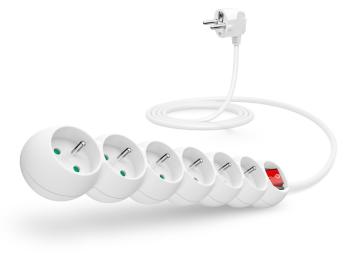 CONNECT IT predlžovací kábel 230 V, 6 zásuviek, 2 m, s vypínačom (biely)
