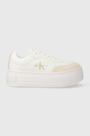 Tenisky Calvin Klein Jeans BOLD PLATF LOW LACE MIX ML BTW biela farba, YW0YW01433