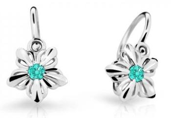 Cutie Jewellery Detské kvietkové náušnice z bieleho zlata C2238-10-X-2 svetlo zelená