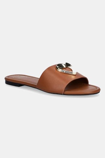 Kožené šľapky Love Moschino dámske, hnedá farba, JA28161G0MIA0201
