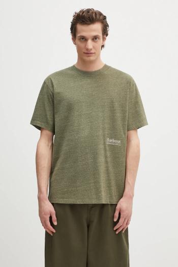 Tričko Barbour Barbour Calton Linen Blend OS Fit T-Shirt pánske, zelená farba, s nášivkou, MTS1404