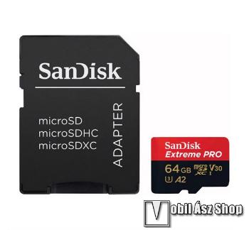 SANDISK EXTREME PRO 64GB memóriakártya - microSDXC, Class 10, UHS-1, 200MB/s + SD adapter - SDSQXCU-064G-GN6MA - GYÁRI