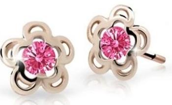 Cutie Jewellery Pôvabné detské náušnice z ružového zlata C2204-30-X-4 fuchsiová