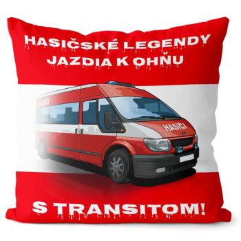 Vankúš Hasičské legendy – Tranzit (Veľkosť: 40 x 40 cm)