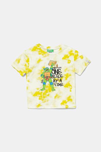 Detské bavlnené tričko United Colors of Benetton zelená farba, vzorované, 3ORKG10JD