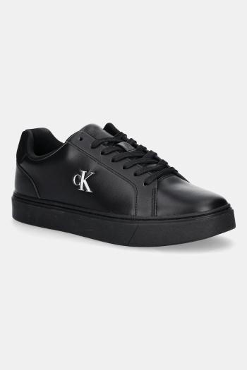 Kožené tenisky Calvin Klein CLASSIC CUPSOLE LACEUP LTH čierna farba, YM0YM01435
