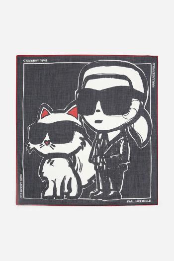 Bavlnený šál Karl Lagerfeld dámska, čierna farba, vzorovaná, A2W33076