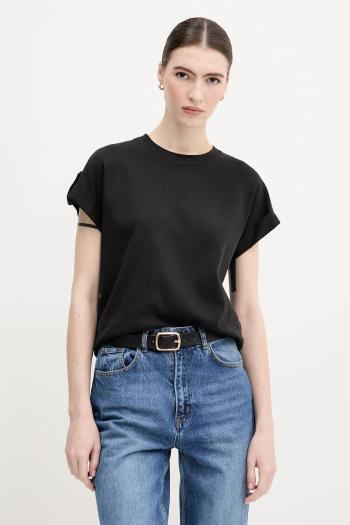 Bavlnené tričko Tommy Hilfiger dámske, čierna farba, WW0WW45628