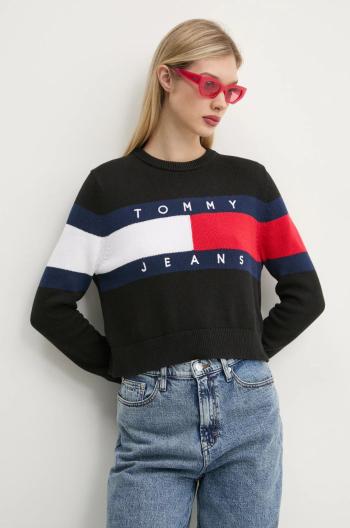 Bavlnený sveter Tommy Jeans čierna farba, DW0DW19335