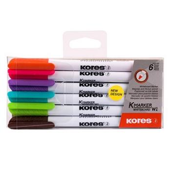 KORES K-MARKER na biele tabule, tenký – sada 6 farieb (22846)