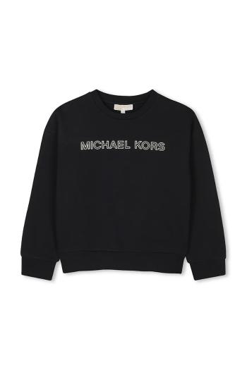 Detská bavlnená mikina Michael Kors čierna farba, s nášivkou, R30322
