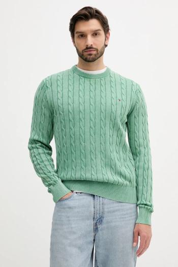 Bavlnený sveter Tommy Hilfiger zelená farba, ľahké, MW0MW39524