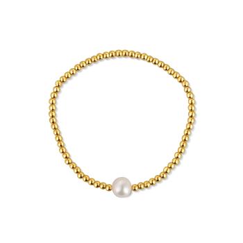 JwL Luxury Pearls Pozlátený korálkový náramok s pravou sladkovodnou perlou JL0714