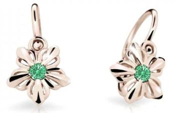 Cutie Jewellery Detské kvietkové náušnice z ružového zlata C2238-10-X-4 zelená