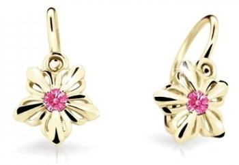 Cutie Jewellery Detské kvietkové náušnice zo žltého zlata C2238-10-X-1 fuchsiová
