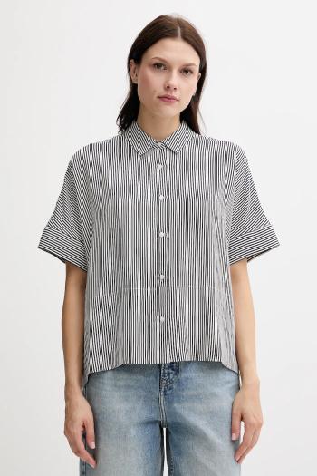 Košeľa Tommy Hilfiger tmavomodrá farba, voľný strih, s klasickým golierom, WW0WW45883