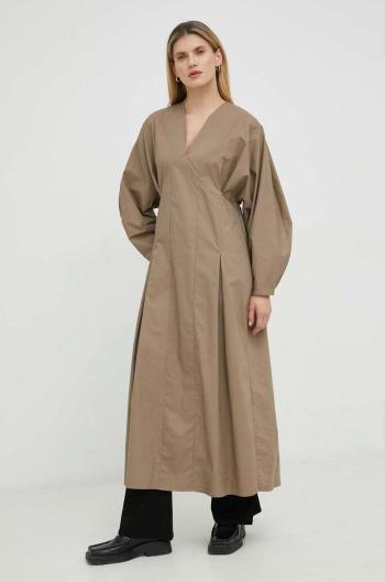 Bavlnené šaty By Malene Birger béžová farba, maxi, áčkový strih