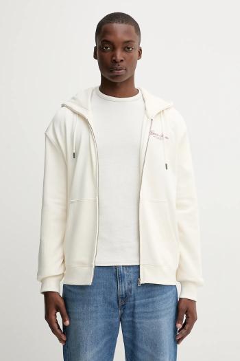 Bavlnená mikina Guess Jeans béžová farba, s kapucňou, s potlačou, M5YQ15 KCPR1