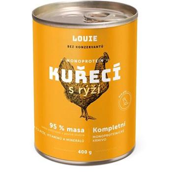 Louie Kompletné krmivo – kuracie (95 %) s ryžou (5 %) 400 g (8595174345504)