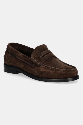 Semišové mokasíny Tommy Hilfiger CLASSIC HILFIGER SUEDE LOAFER pánske, hnedá farba, FM0FM05363