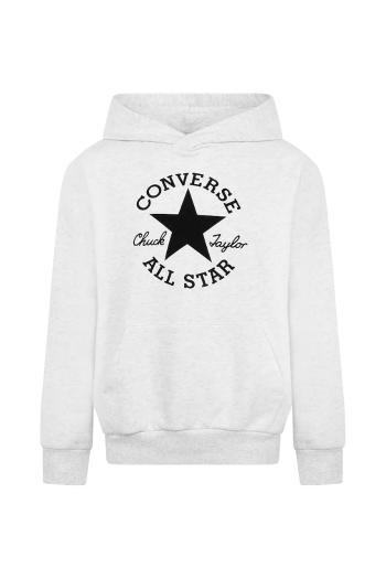 Detská mikina Converse šedá farba, s kapucňou, s potlačou, 9CH002