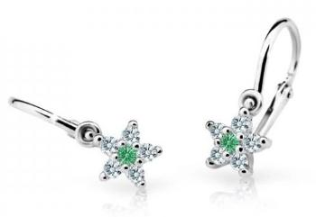 Cutie Jewellery Trblietavé detské náušnice z bieleho zlata C2118-10-X-2 zelená