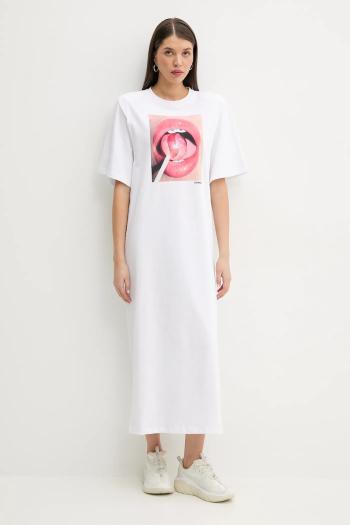 Bavlnené šaty Fiorucci Lollipop Mouth Print Maxi T-Dress biela farba, maxi, rovný strih, W02SPDTS108CJ01WH03