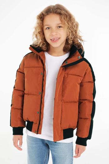 Detská bunda Calvin Klein Jeans oranžová farba