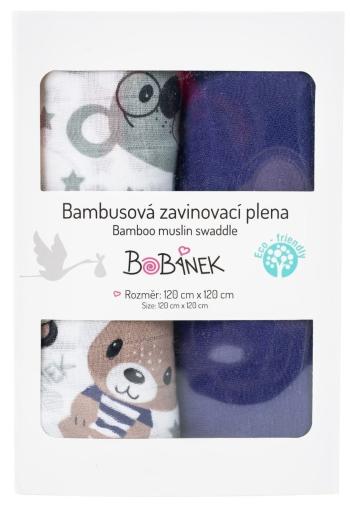 BOBÁNEK Bambusové zavinovací pleny Duo Pack - Medvídci v triku 120x120cm 2 ks