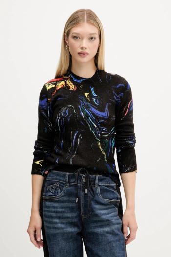 Sveter Desigual BUTTERFLY LACROIX čierna farba, ľahký, 25WWJF05