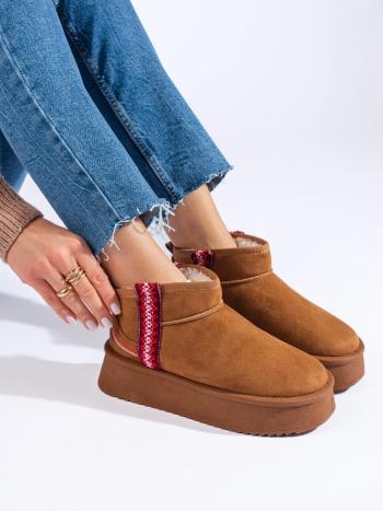 Trendy snehové topánky pre ženy hnedé na platforme