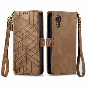 GEOM Peňaženkové puzdro pre Samsung Galaxy Xcover 7 hnedé