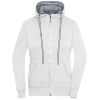 James & Nicholson Dámska mikina na zips s kapucňou JN962 - Off-white / šedý melír | XL