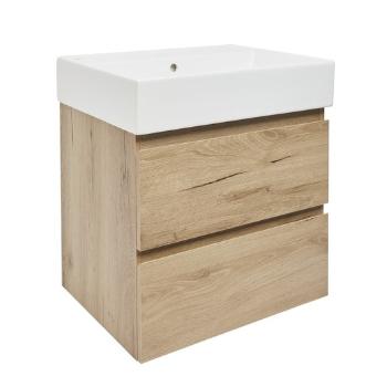 Kúpeľňová skrinka 2 zásuvky s umývadlom SAT B-Way 59x50x45 cm BWAY260OAKU2BI