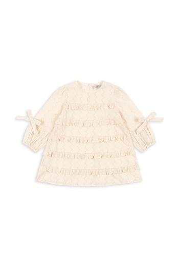 Dievčenské bavlnené šaty Konges Sløjd FRILLA DRESS béžová farba, mini, áčkový strih, KS102232