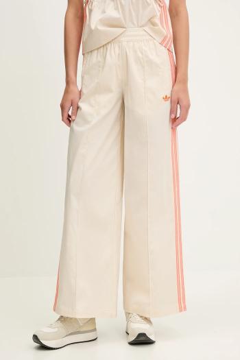 Nohavice adidas Originals Wideleg Pant béžová farba, rovný strih, vysoký pás, KC0675