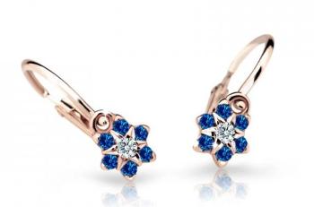 Cutie Jewellery Pôvabné detské náušnice z ružového zlata C2152-10-X-4 modrá