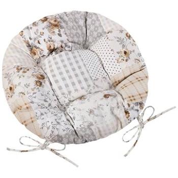 Bellatex EMA okrúhly prešívaný – priemer 40 cm – béžovo-sivý patchwork (4632)