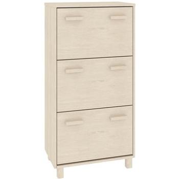 Skrinka na topánky medovo hnedá 59,5 × 35 × 117 cm masívne borovicové drevo, 340512