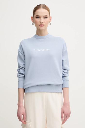 Bavlnená mikina Calvin Klein dámska, béžová farba, s potlačou, K20K205450