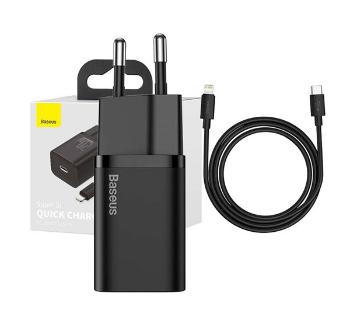 Baseus Super Si USB-AUSB-C gyorstöltő 1 m-es USB-AUSB-C-Lightning kábellel, 20W, fekete