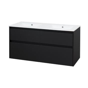 MEREO - Opto, kúpeľňová skrinka s keramickým umývadlom 121 cm, čierna CN943
