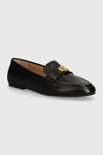 Kožené mokasíny Lauren Ralph Lauren Averi III dámske, čierna farba, na plochom podpätku, 802946808001