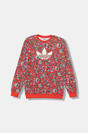 Detská mikina adidas Originals červená farba, vzorovaná, JV7827