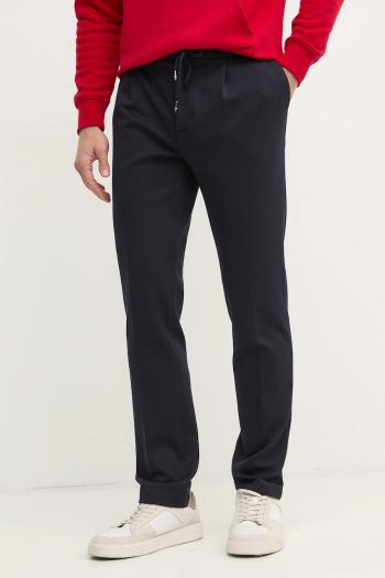 Nohavice Tommy Hilfiger pánske, tmavomodrá farba, rovné, MW0MW38075