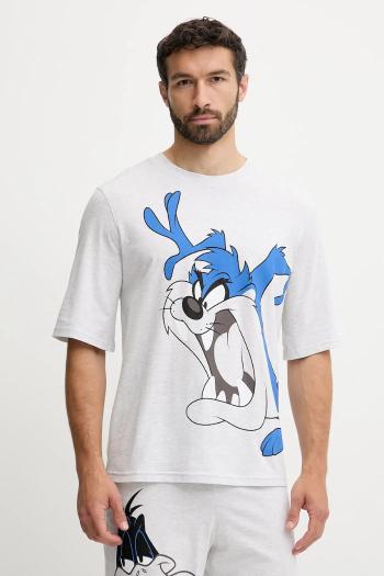 Bavlnené pyžamo United Colors of Benetton šedá farba, s potlačou, 30964P02V
