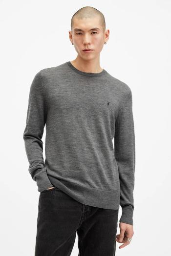 Vlnený sveter AllSaints MODE pánsky, šedá farba, M002KZ